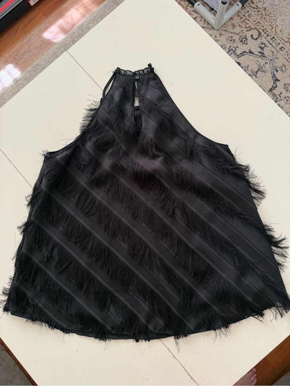 TCEC Black Fringed Sleeveless Halter Top Cocktail Business Casual Formal Party - Picture 6 of 6